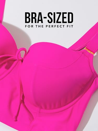 Plus-Size Full-Busted Underwire Bikini Top – Smart & Sexy, 40DDD, Fuchsia Sizzle