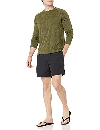 Men's Long-Sleeve Quick-Dry UPF 50 Swim Tee - Large Olive Heather