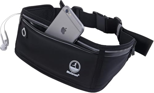 Slim Running Belt Fanny Pack - Water Resistant Phone Holder - Black