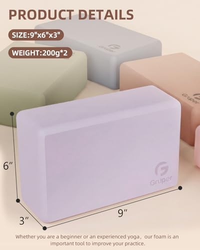 Lavender Yoga Blocks 2 Pack 9x6x3 Inches Eco-Friendly Exercise Props