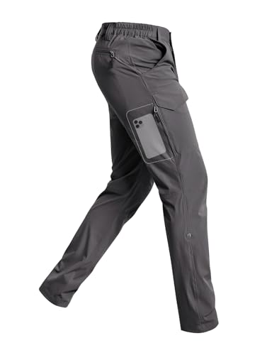 Cycorld Men's Lightweight Hiking Pants 34W x 31L, Quick Dry & Breathable, Deep Grey
