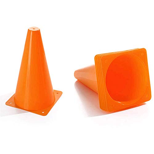 7 Inch Soccer Cones - 25 Pack Agility Training Set - Orange