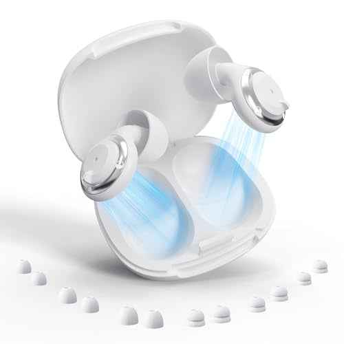 Adjustable Ear Plugs for Sleeping Noise Cancelling - 3 Modes Noise Reduction EarPlugs (17-35dB) for Snoring, Travel & Concerts | 7 Pairs Silicone Tips (XS/S/M/L) | Magnetic Carry Case | White