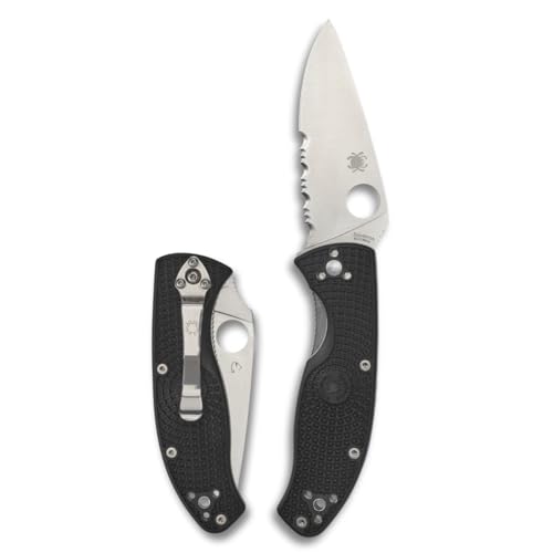 Spyderco Tenacious Lightweight Folding Pocket Knife PlainEdge Black FRN Handle