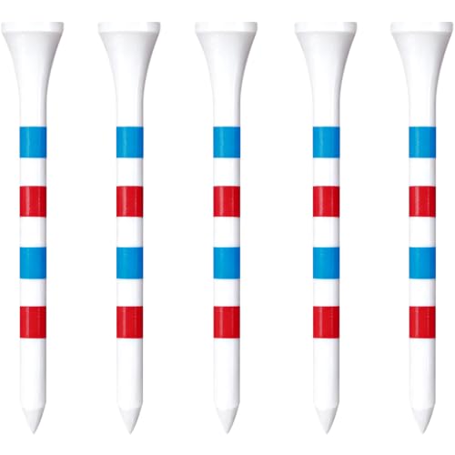 Wooden Golf Tees - 2-3/4 Inch with Red & Blue Mark, 100 Count