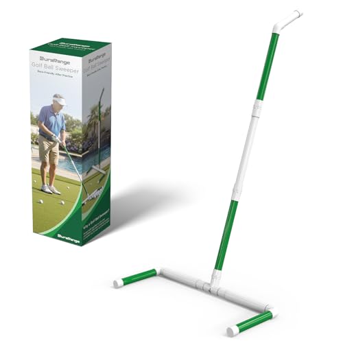 DURARANGE Portable Golf Ball Sweeper with Interchangeable Heads, Self-Standing Tool