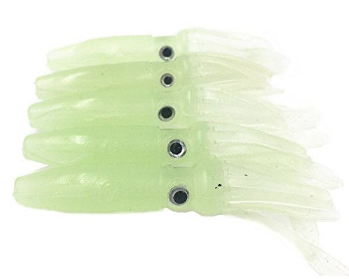 Luminous Octopus Trolling Fishing Lures - 4.13 Inch, Glow in the Dark, 5pcs