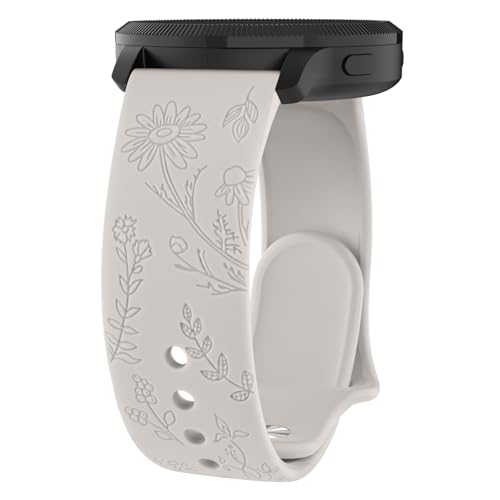 20mm Floral Design Engraved Band for Garmin Watches - Starlight