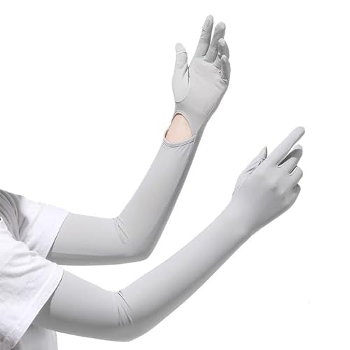 UV Protection Sunscreen Arm Gloves - Touchscreen - Grey