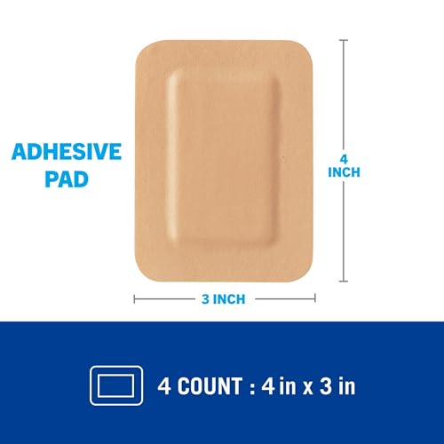Waterproof Adhesive Gauze Pads - Cushioned Protection, 4 Count