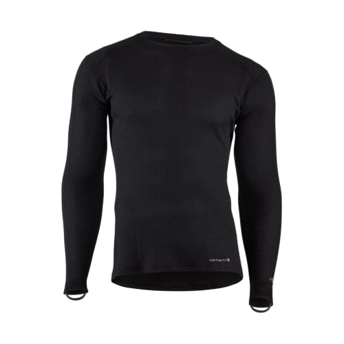 Carhartt Men's Force Midweight Waffle Base Layer Crewneck Top - Large Black