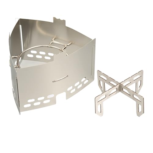 Sololight Trangia-Compatible Alcohol Burner with Windshield & Trivet - Foldable Stainless Steel Camping Stove Accessory
