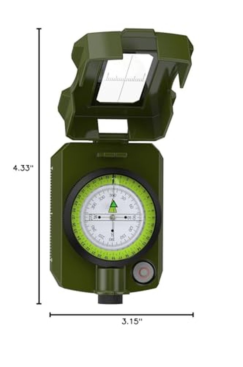 Proster IP54 Hiking Compass - Professional Military Compass with Sighting Clinometer Aluminum Alloy Camping Compass Waterproof with Carry Bag