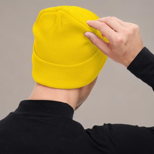 Unisex Knit Cuffed Beanie Hat for Halloween - One Size, Yellow