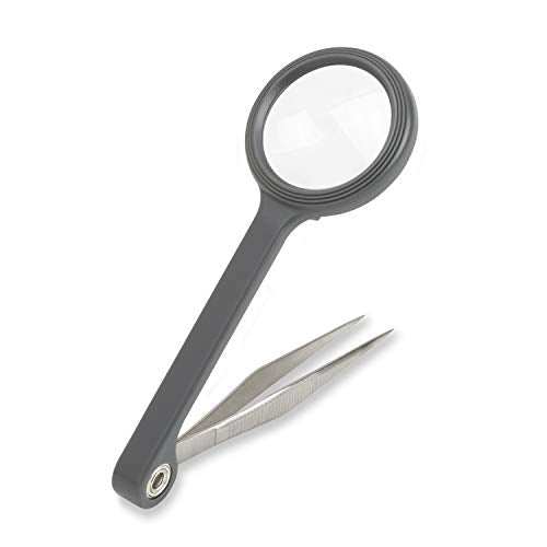 4.5x Magnifier with Precision Tweezers - Compact Lens