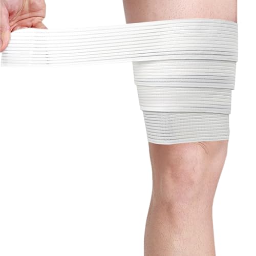 Adjustable Thigh Compression Sleeve - Breathable Support Wrap - White