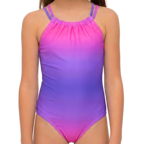 Girls Jasmine Beach Sport Halter One Piece Swimsuit - Janie Pink