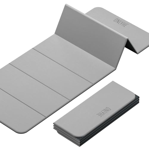 Onlyhe Foldable Yoga Mat for Home & Outdoor Workout Grey & Black 8mm Thick Non-Slip Exercise Mat