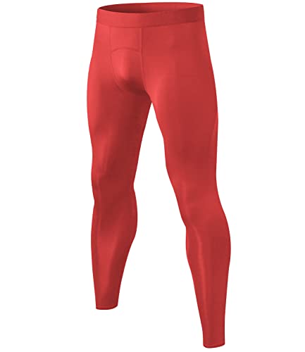 Men's Compression Pants - Athletic Leggings Tights, Small Red