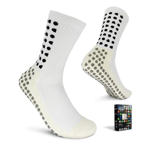 Yufree Soccer Grip Socks - Ultra Traction, 4 Pairs, One Size White