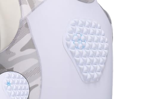 Youth Padded Compression Chest Protector Shirt - White Camo, Medium