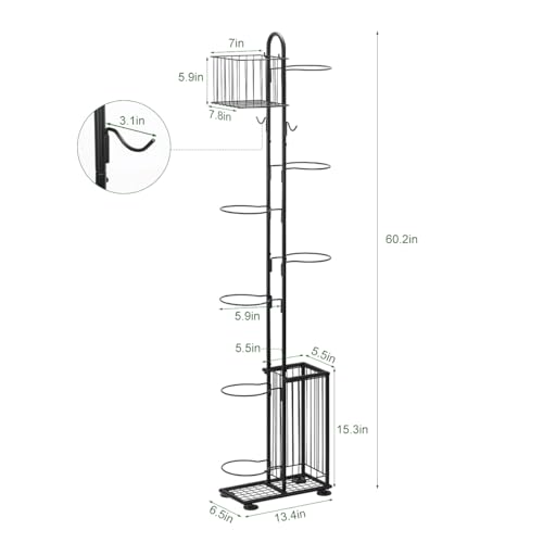 7-Tier Sports Equipment Storage Rack with Baskets for Balls & Gear