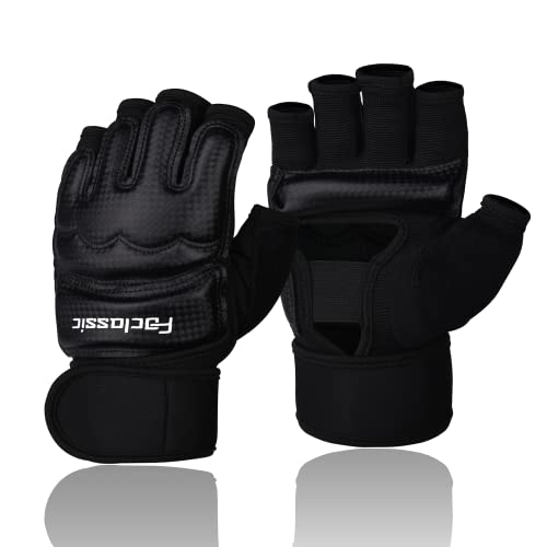 Foclassic Black Large Kickboxing MMA Boxing Gloves for Men Women Kids