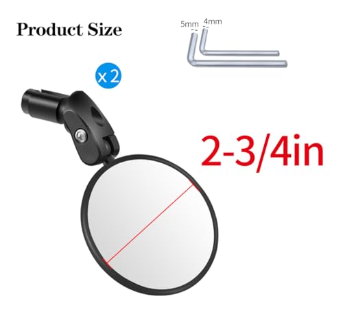 Handlebar Bike Mirrors, 2pcs Bicycle Rearview Mirror Set, Adjustable