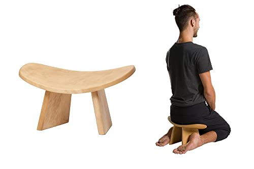 Meditation Bench - Natural Wooden Kneeling Yoga Stool, 7"