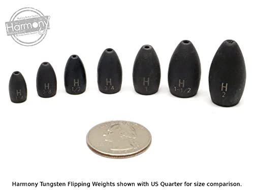 Harmony Fishing Tungsten Flipping Weights 1/2 oz 4-Pack Chip-Proof Coated