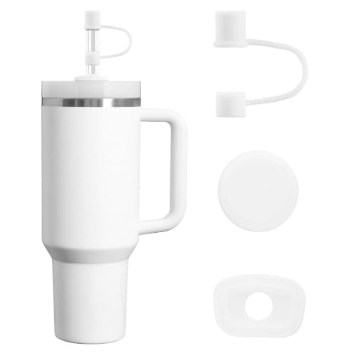Silicone Straw Topper and Spill Stopper Set for 30oz/40oz Tumblers - White