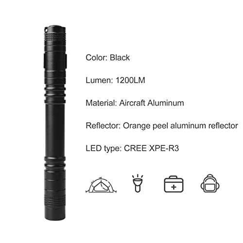 Mini Pen Flashlight - 2 Pack, 1200 Lumens, Pocket Size
