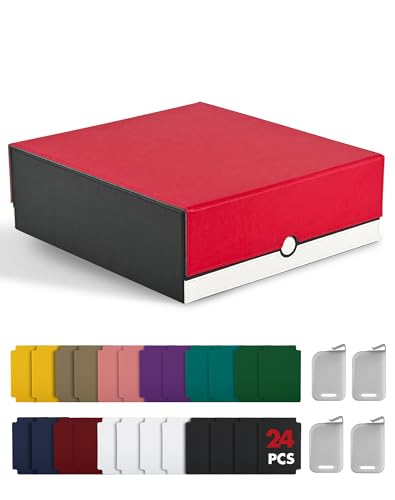 Card Storage Box for 3200+ Cards, Deck Organizer with 4 Stoppers, Red & White