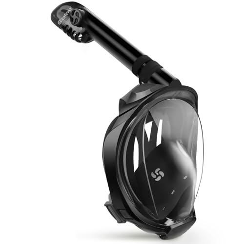 Full Face Snorkel Mask for Adults - 180° Panoramic View, Anti-Fog, Black / Large / X-Large