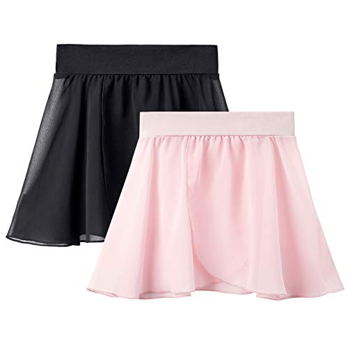 Stelle Ballet Skirts for Girls 03-Black+Pink (Pull On) 4-6 Years – Toddler Dance Wrap Skirt