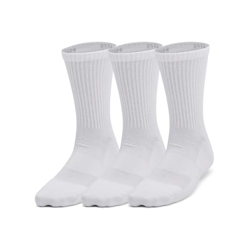 Under Armour Unisex-Child X-Small Cotton Crew Socks 3 Pack – White/Black