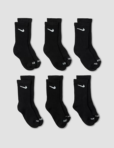 Kids' Performance Crew Socks - Multi-Pack, Black, X-Small