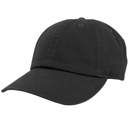 Baseball Cap - 100% Cotton Adjustable Dad Hat - One Size Black