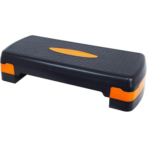 Aerobic Step Platform Trainer with Adjustable Risers - Black/Orange