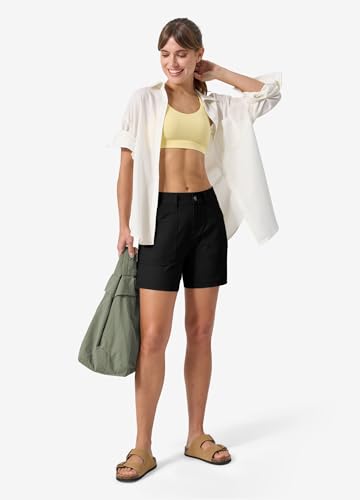 Willit Women's Quick Dry Water-Resistant Hiking Shorts with Pockets - Black, 5" | Travel & Golf Casual Wear