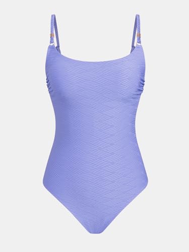 CUPSHE Women's Purple One-Piece Swimsuit Scoop Neck Textured Bathing Suit Medium