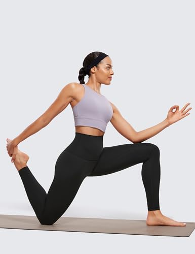 CRZ YOGA Super High Waist Leggings 28" - Large Black, Luxurious Soft Fit
