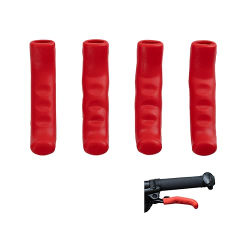 Silicone Bicycle Brake Lever Grip Covers - Universal Non-Slip Sleeves, Red