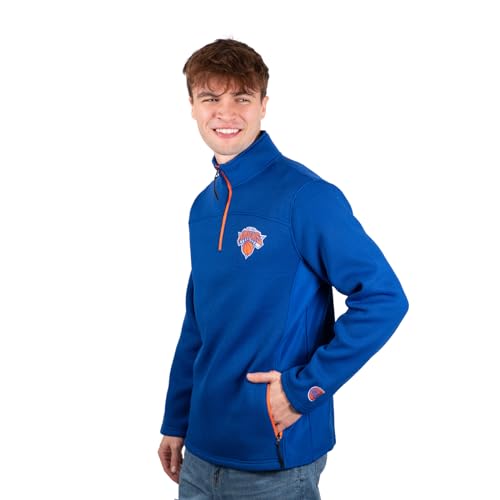 Men's NBA Official Super Soft Quarter Zip Sweatshirt with Zipper Pockets - New York Knicks XX-Large Team Color