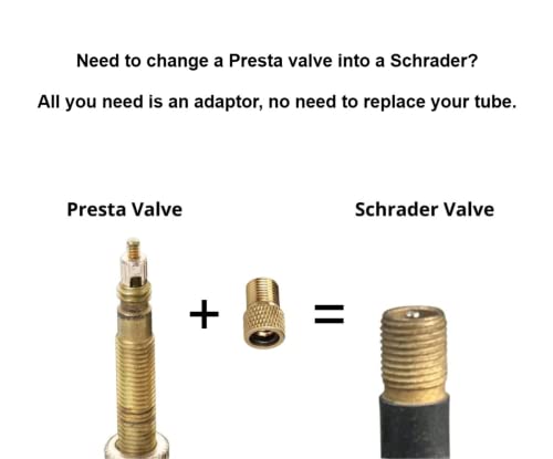 Presta to Schrader Valve Adapter for Bike Tires - Brass, 5 Pieces