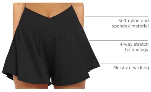 2-in-1 Women's Athletic Shorts with Pockets - Flowy Running & Tennis Skorts