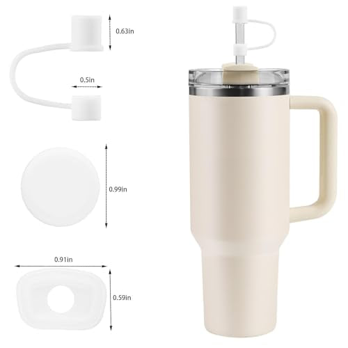 Silicone Straw Topper and Spill Stopper Set for 30oz/40oz Tumblers - White