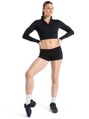 Women's Low Rise Boy Cut Dance Shorts - Black