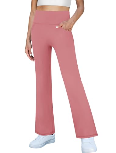 Stretchy Pink Yoga Dress Pants - Women's Flared Leggings, Medium