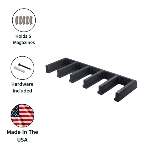 AK Magazine Rack Wall Mount for 5.45/5.56/7.62-47/74 Magazines - 5 Capacity, American Made